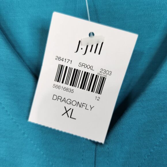 J. Jill Wearever Maxi A-Line Dress XL Blue Cap Sleeves V-Neck Double Face Jersey - Picture 8 of 11